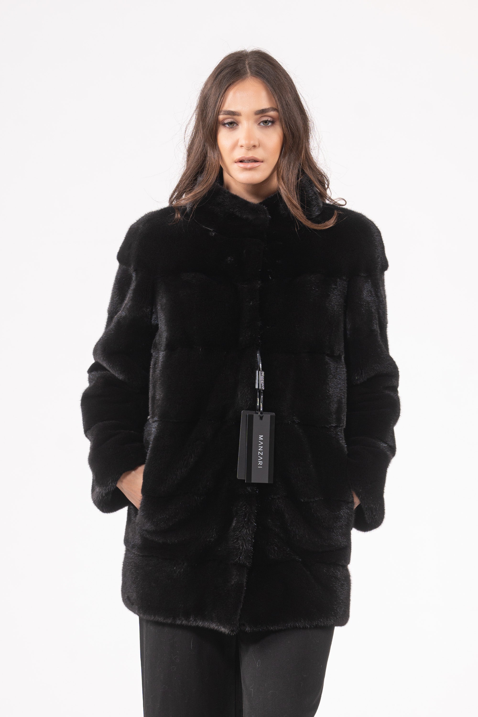 Short black outlet mink jacket