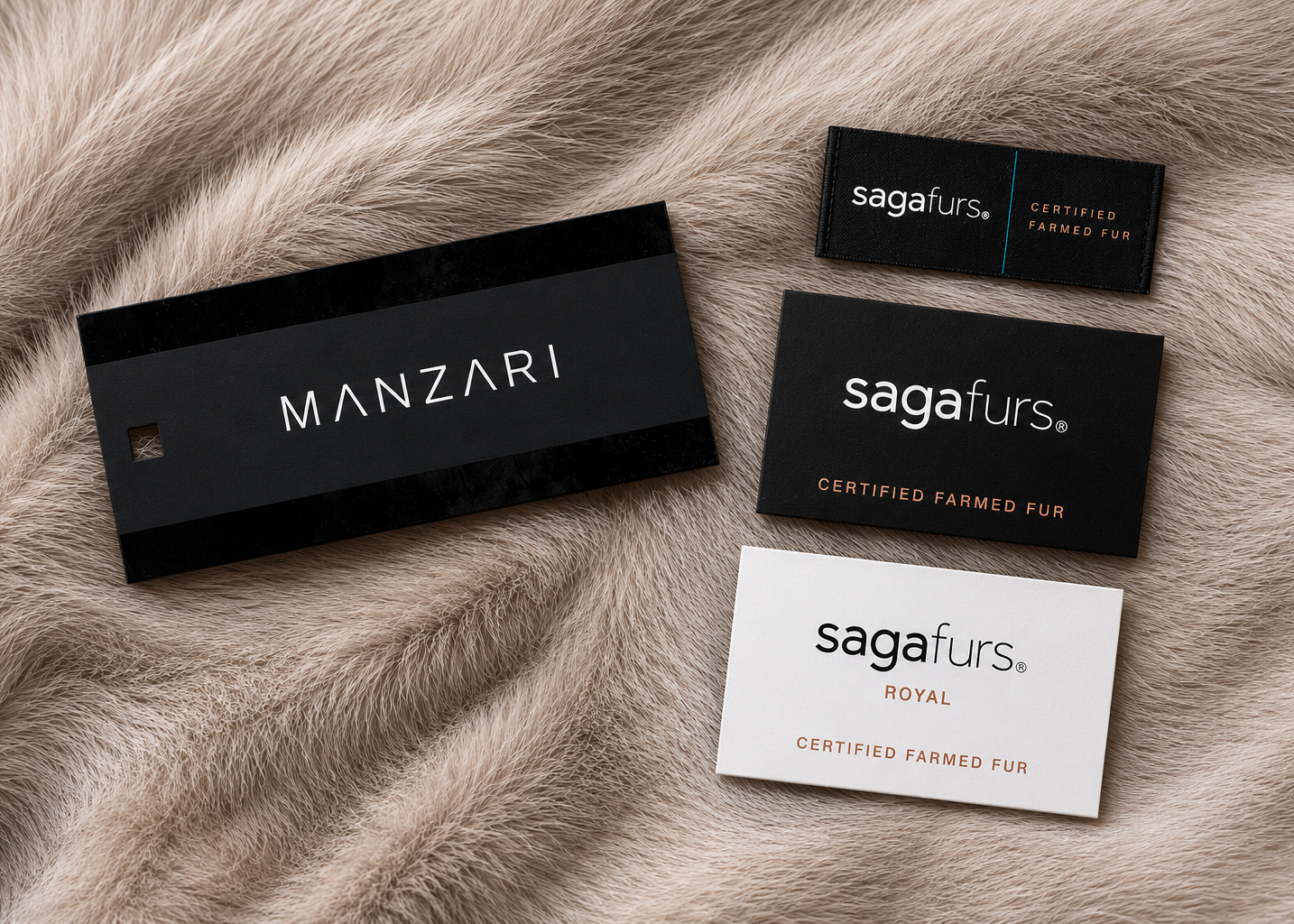 manzari and saga furs label on top of a mink jacket