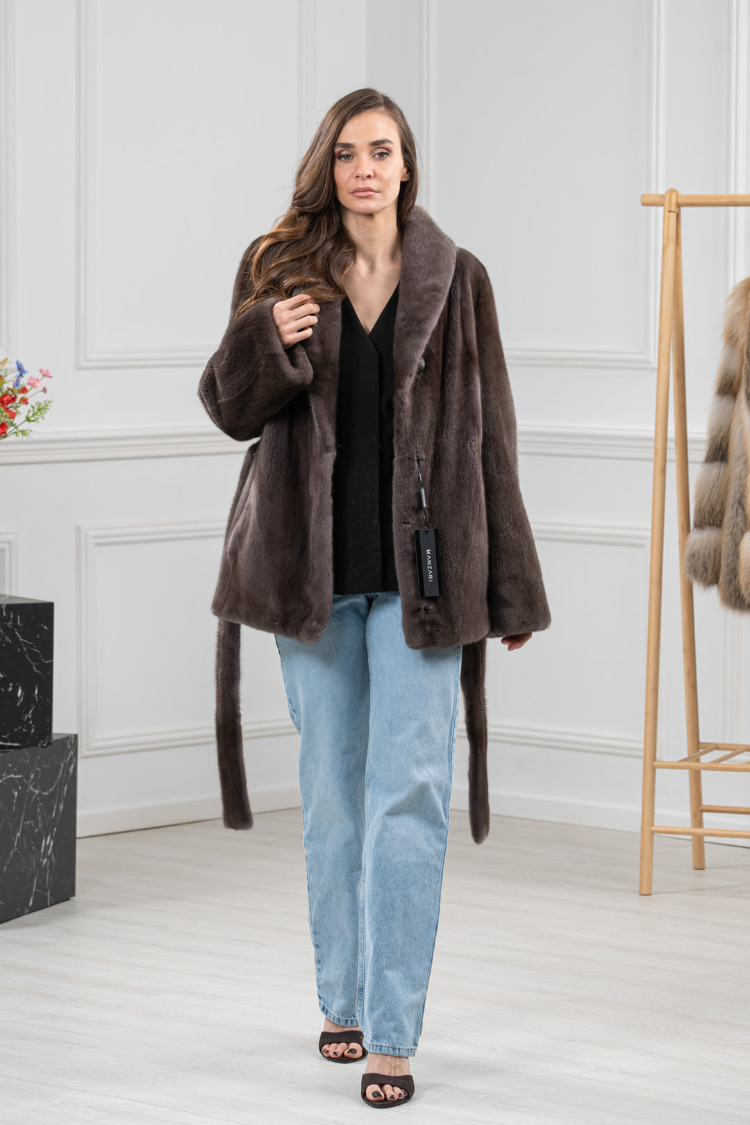 Mocca Mink Fur Short Jacket - Women&