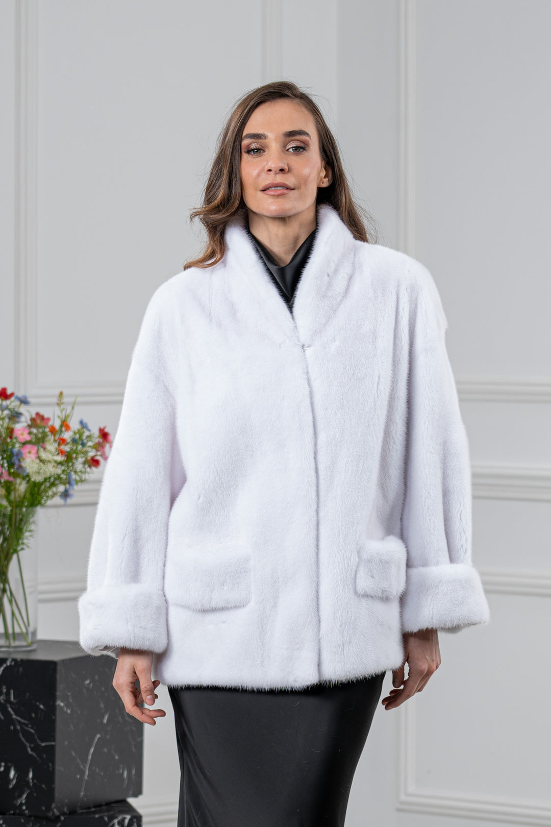White Mink Fur Short Jacket - Women&