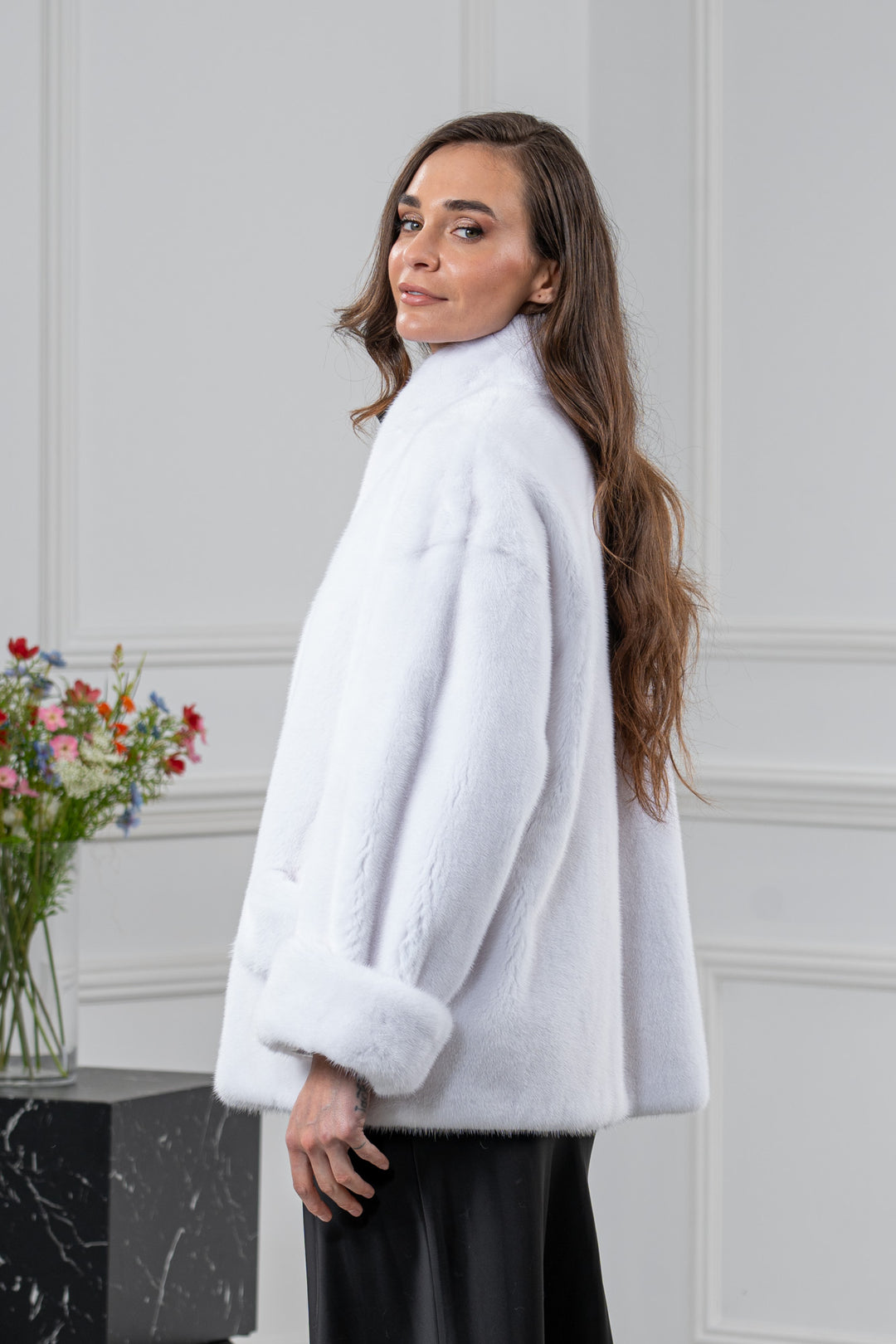 White Mink Fur Short Jacket - Women&