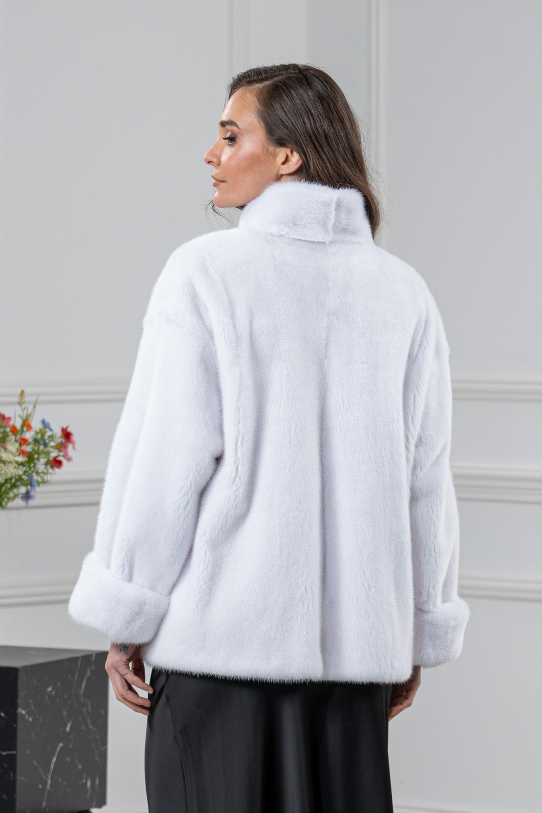 White Mink Fur Short Jacket - Women&