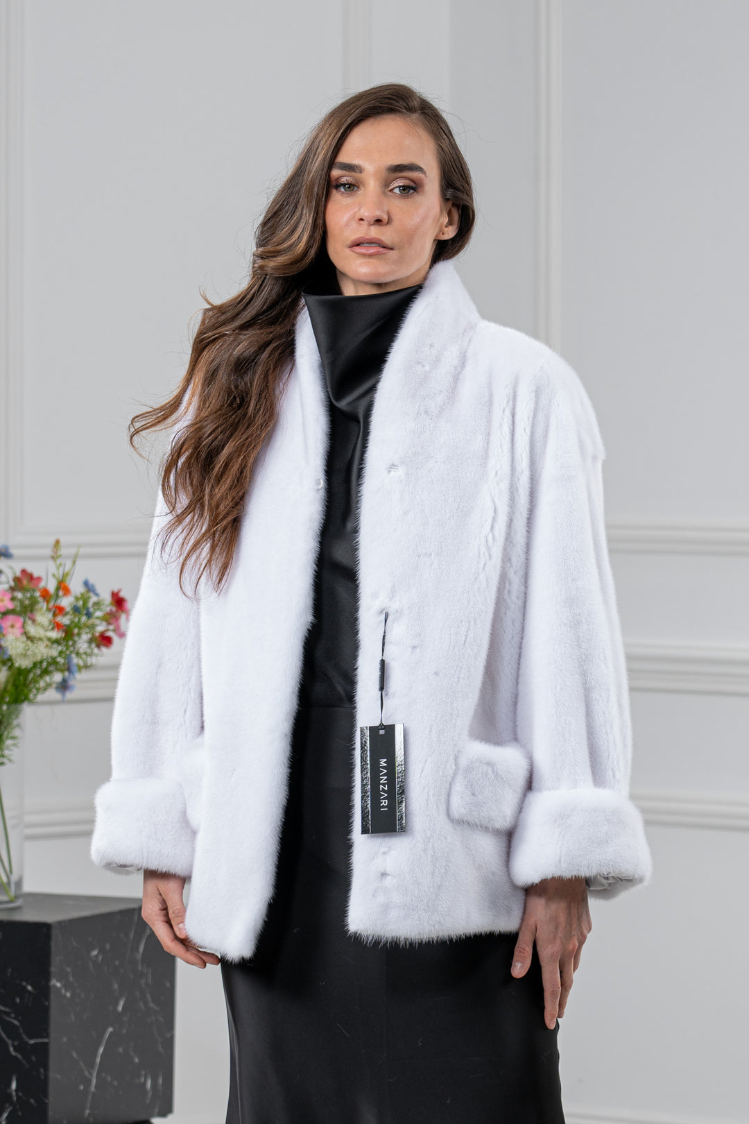 White Mink Fur Short Jacket - Women&