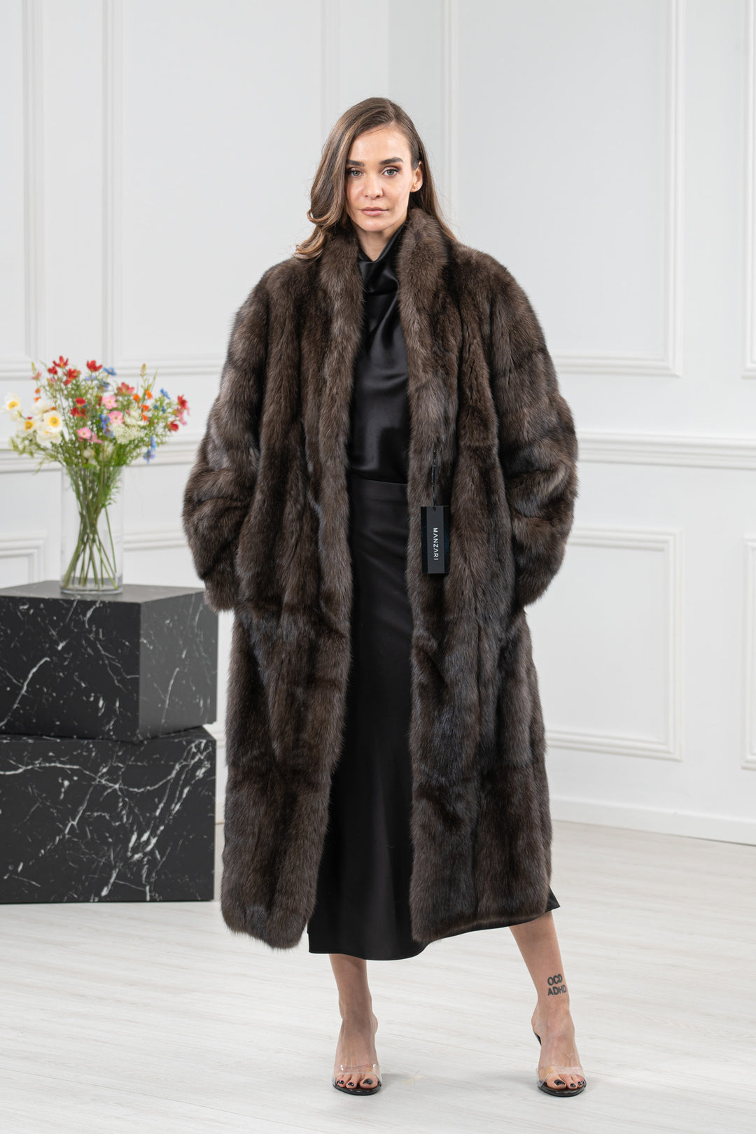 Carbonio Silvery Russian Sable Fur Coat - Women&