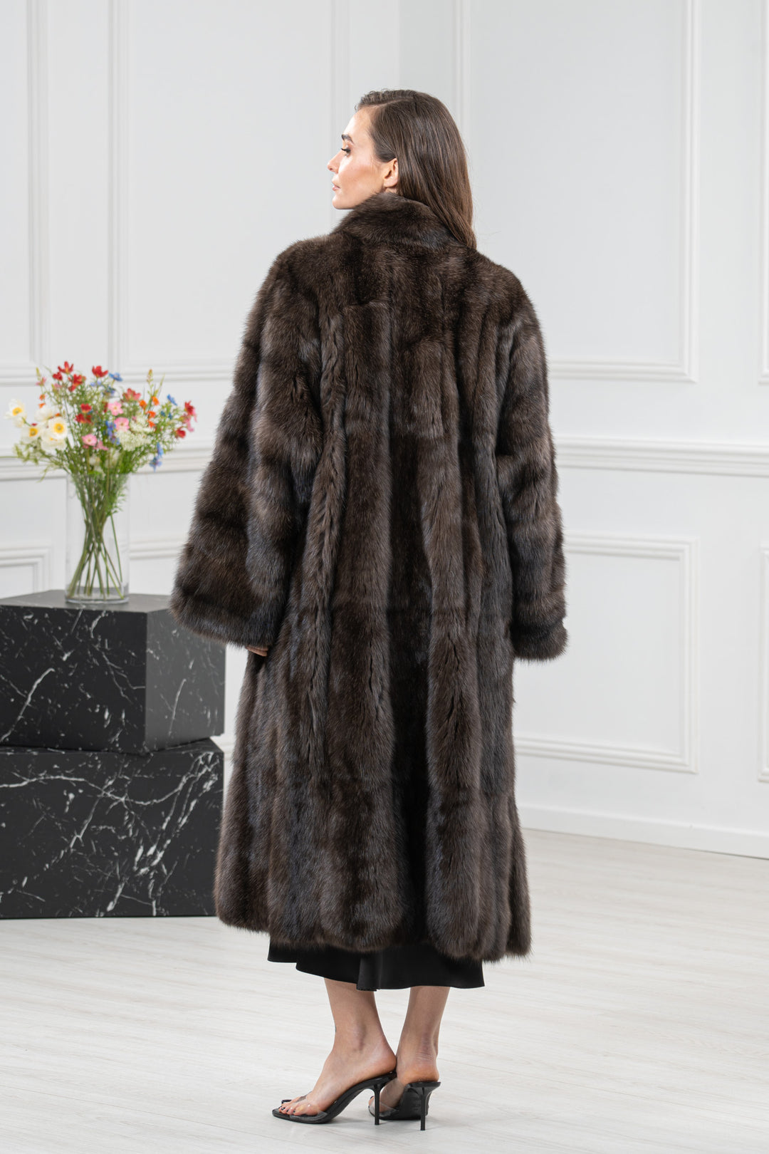 Carbonio Silvery Russian Sable Fur Coat - Women&
