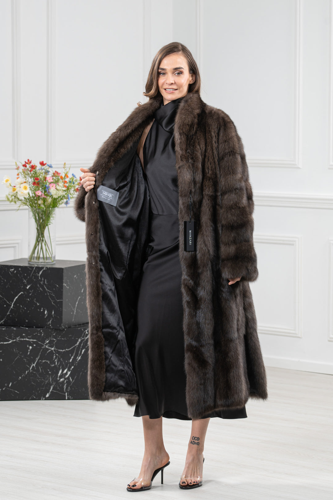 Carbonio Silvery Russian Sable Fur Coat - Women&