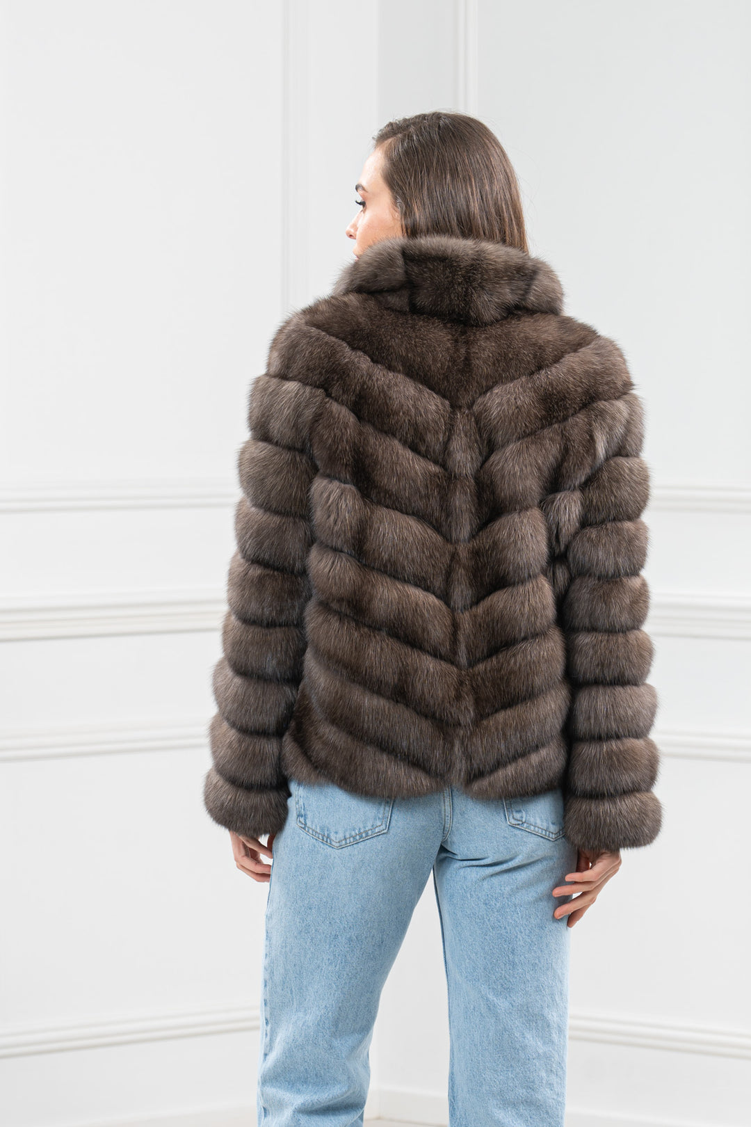 Carbonio Silvery Russian Sable Fur Short Jacket - Women&