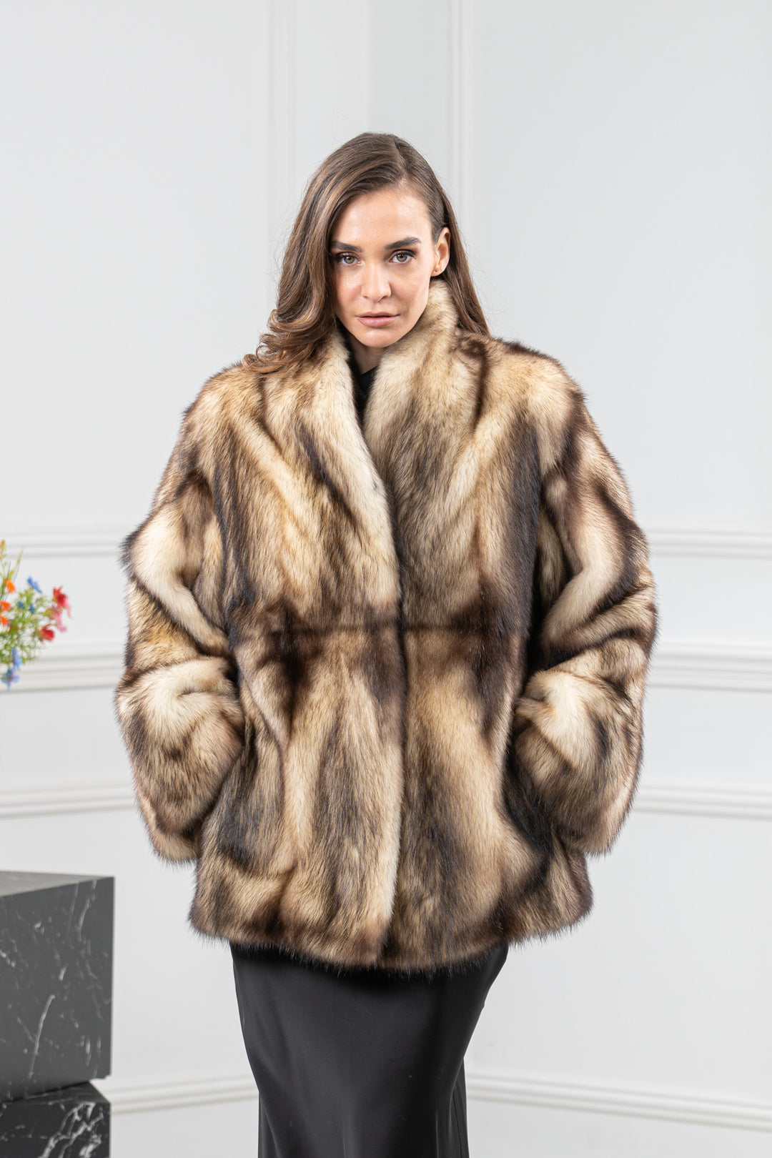 Natural Fitch Fur Short Jacket - Women&