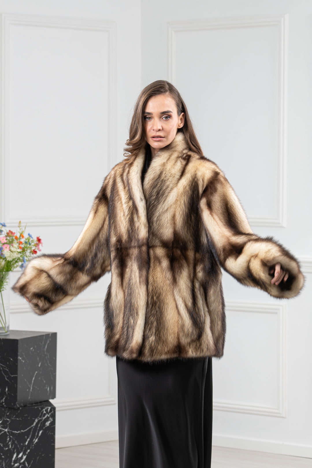 Natural Fitch Fur Short Jacket - Women&
