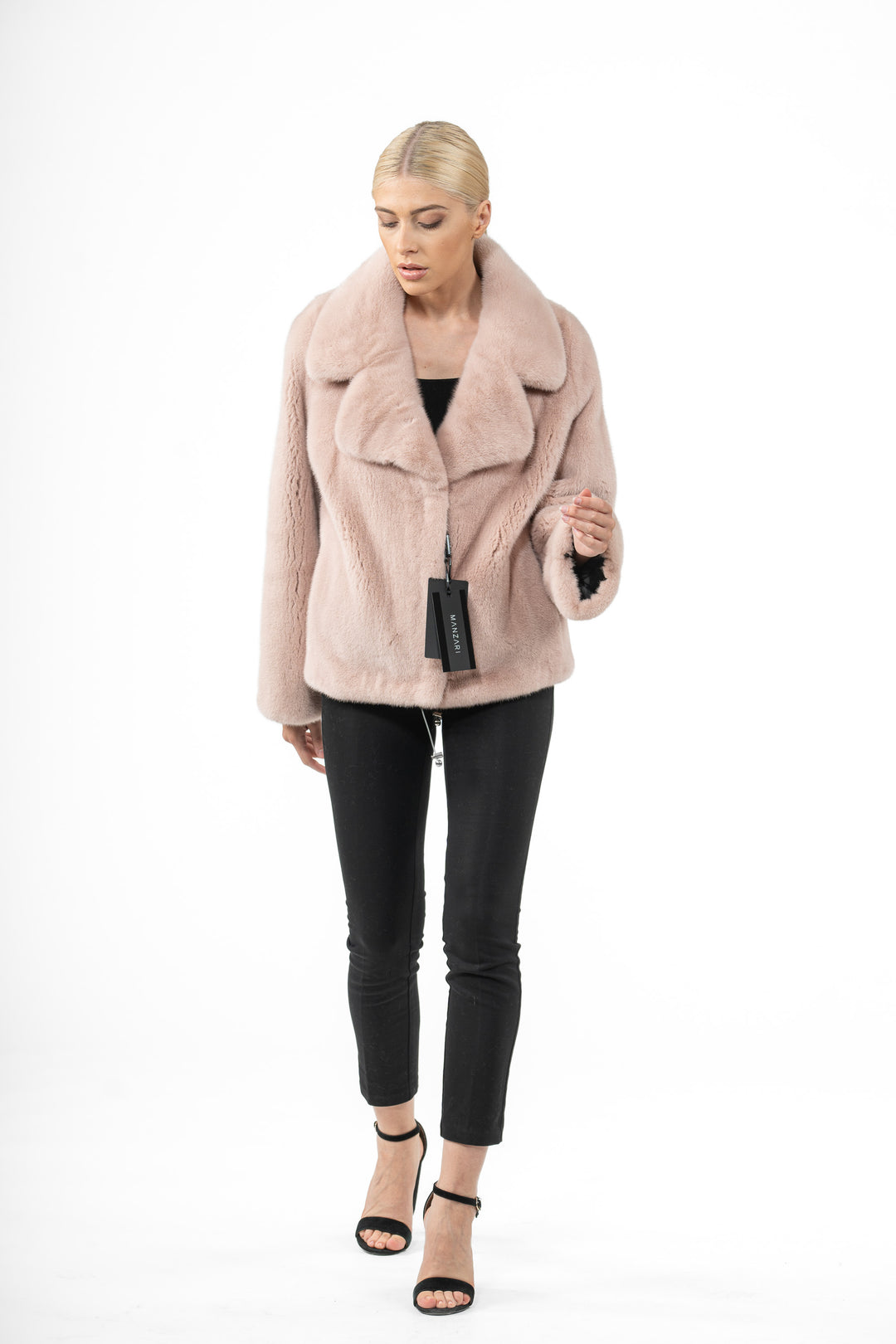 Chic Salmon Mink fur coat by manzari for a bold statement