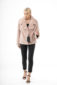Chic Salmon Mink fur coat by manzari for a bold statement