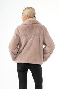 Elegant Salmon Mink fur coat for a refined look