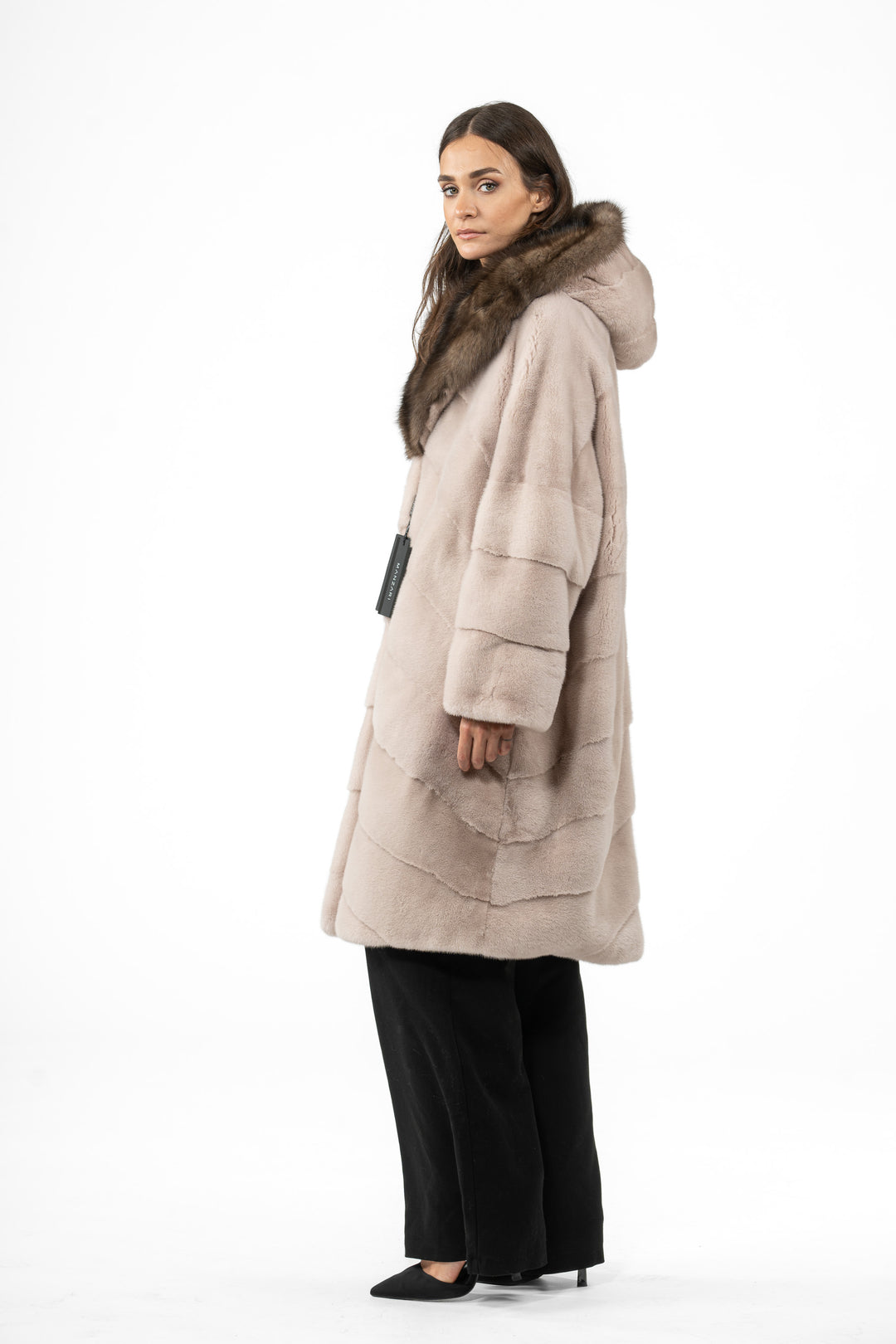 Chic Powder Mink fur coat by manzari for a bold statement