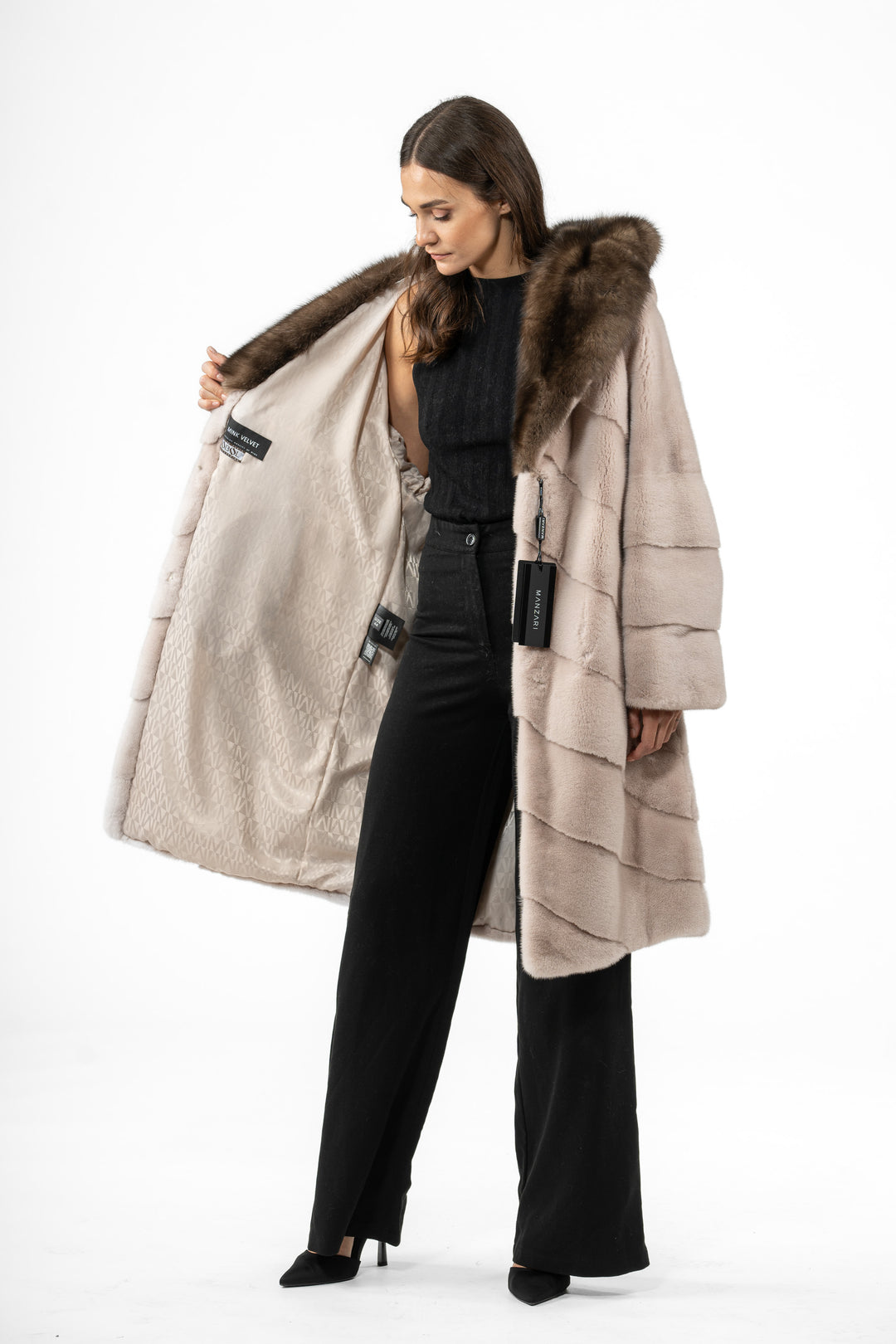 High-quality Powder Mink fur coat for luxury lovers