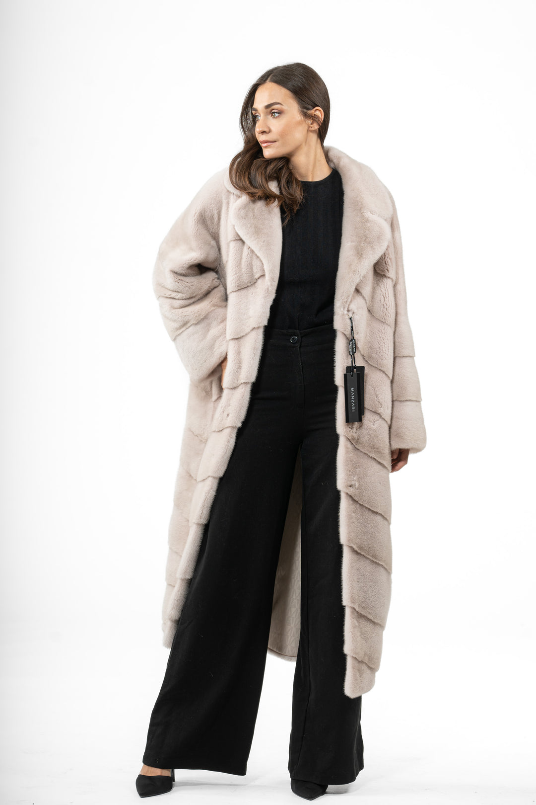 Manzari Powder Mink fur coat for timeless elegance