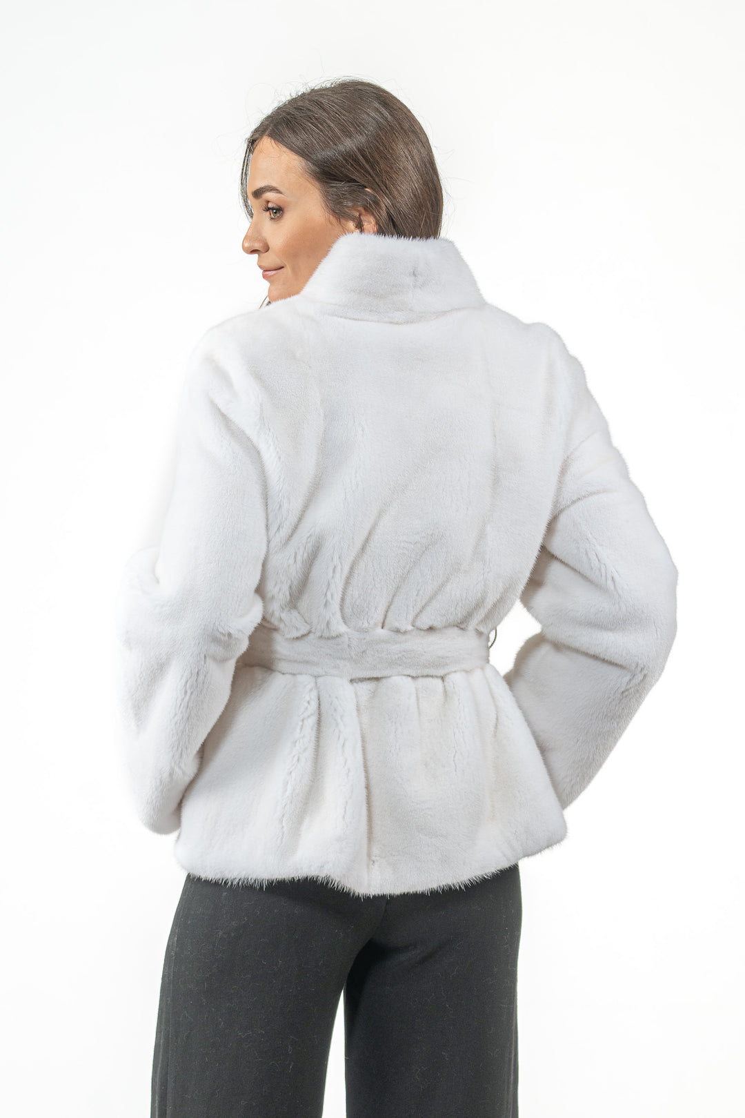 Chic White Mink fur coat by manzari for a bold statement
