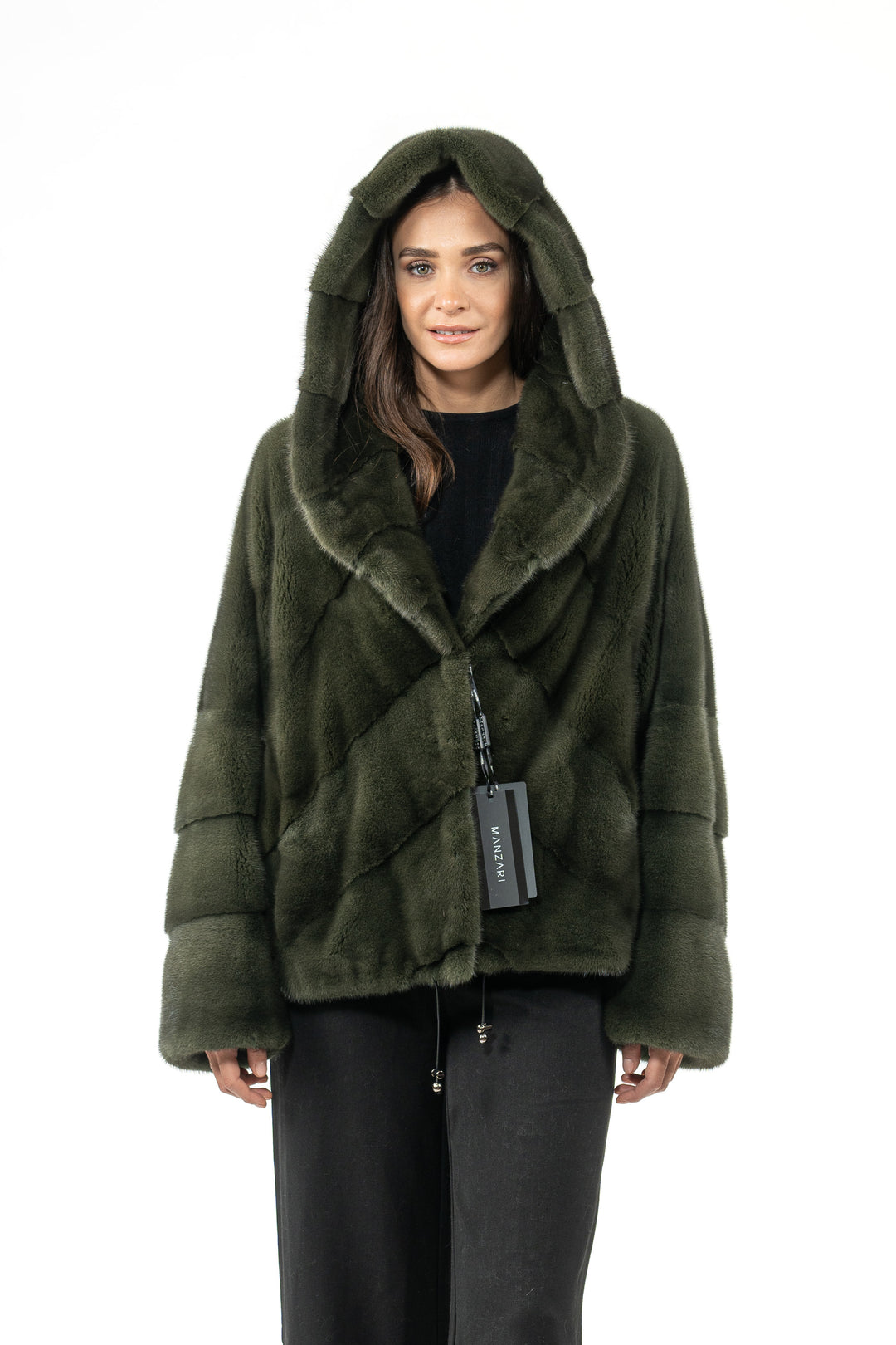 Premium Dark Olive Mink fur coat for a sophisticated style