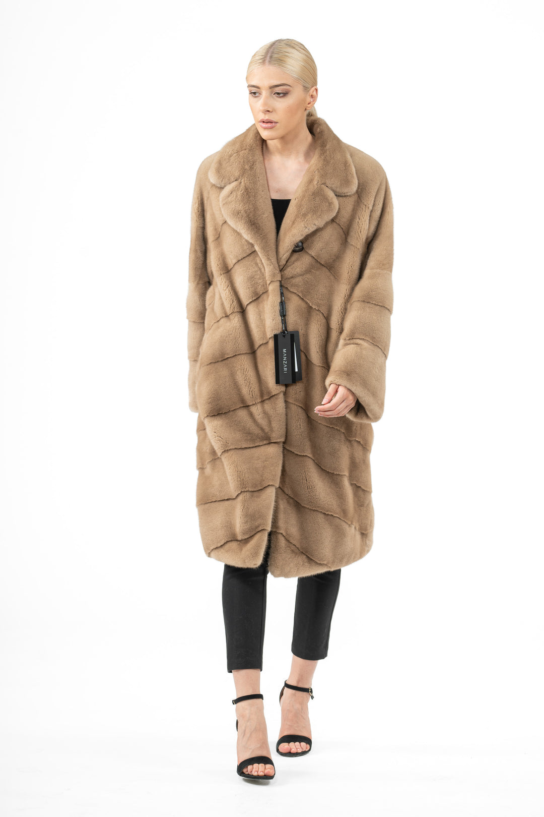 Chic Sand Mink fur coat by manzari for a bold statement