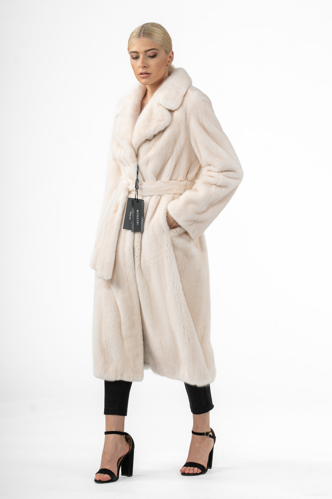 Chic Pearl Mink fur coat by manzari for a bold statement