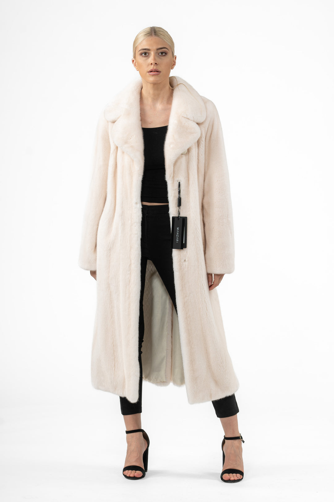 Chic Pearl Mink fur coat by manzari for a bold statement