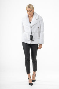 Manzari White Mink fur coat with a modern touch
