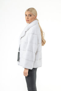 Manzari White Mink fur coat with a modern touch