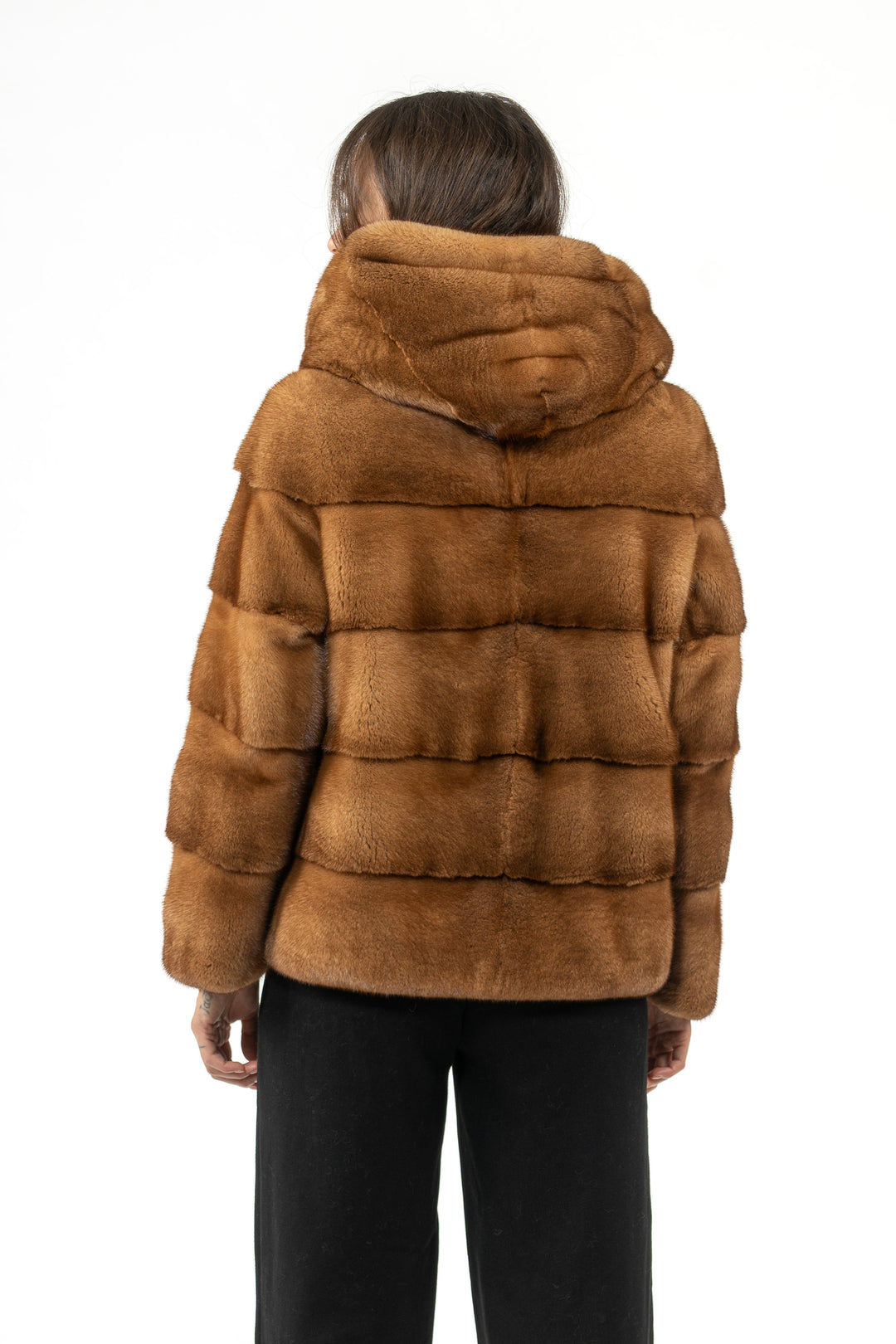 Chic Gold Mink fur coat by manzari for a bold statement
