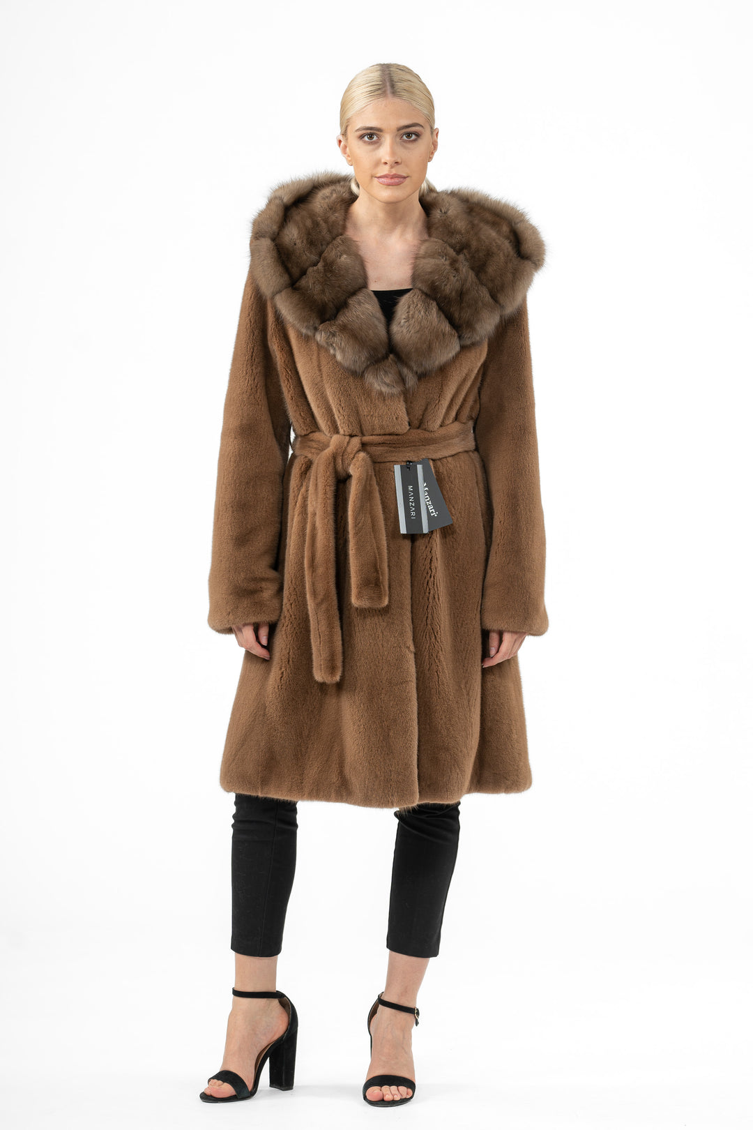 Model wearing a Maple Mink fur coat