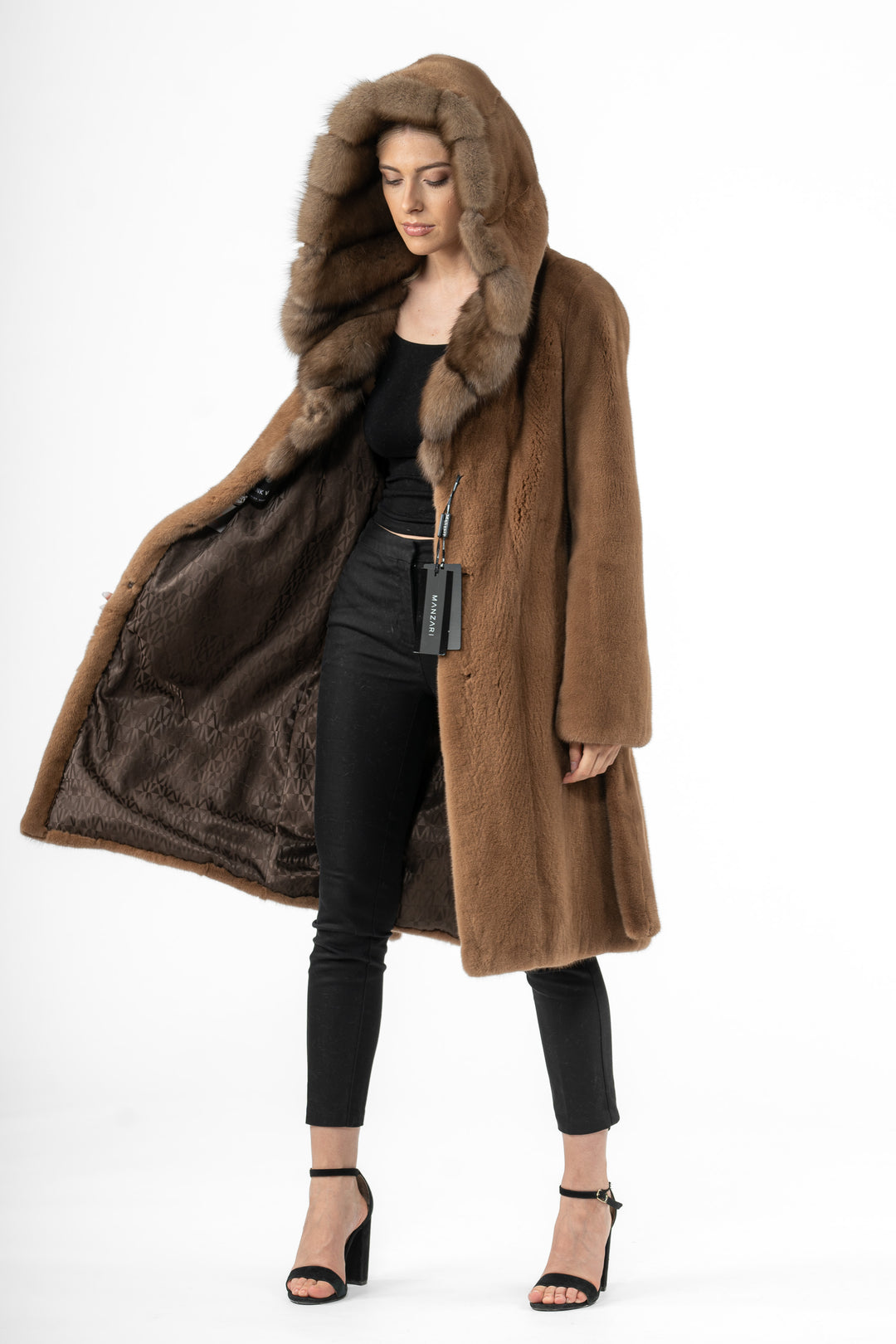 Chic Maple Mink fur coat by manzari for a bold statement