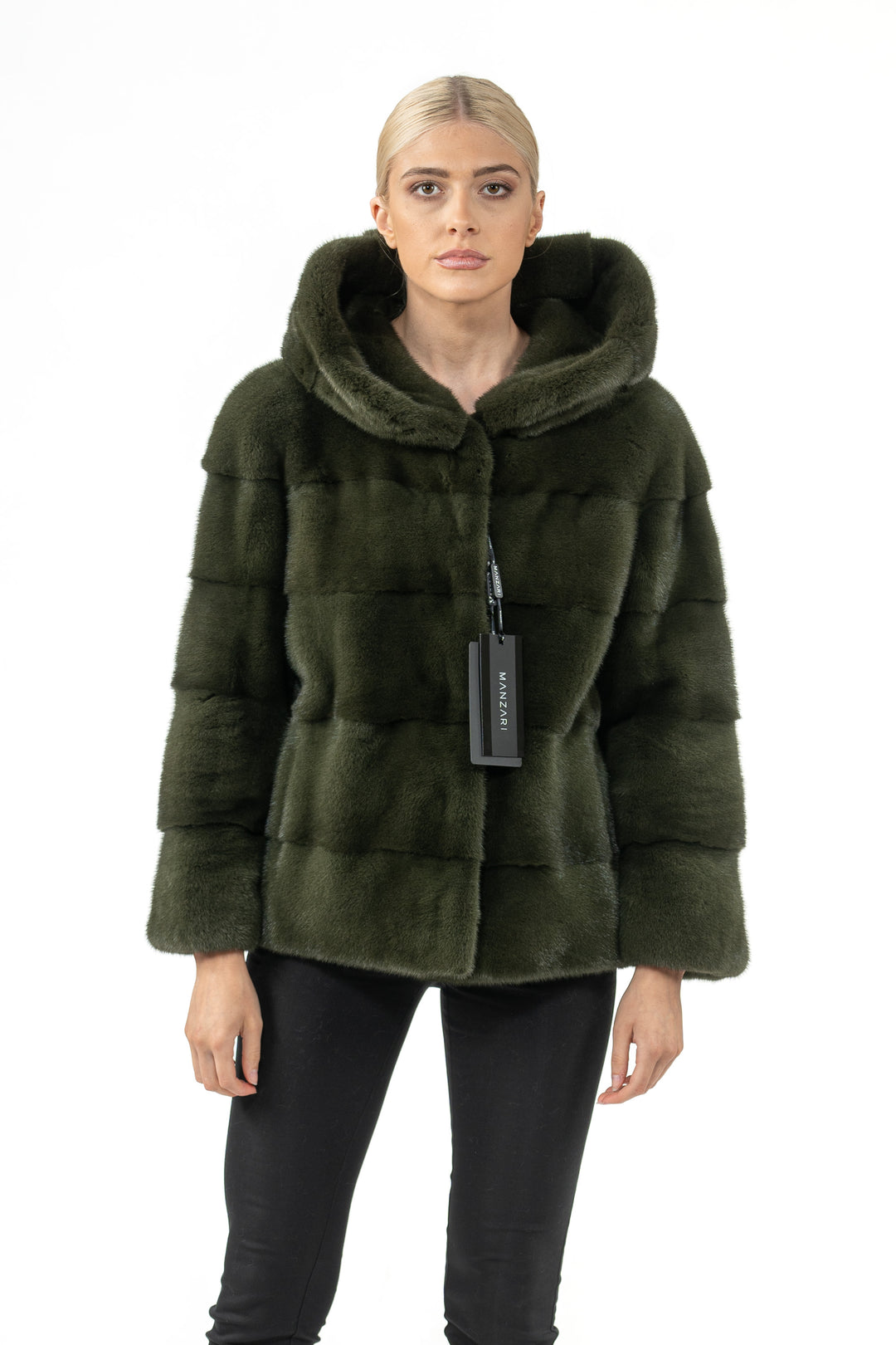 Exclusive Dark Olive Mink fur coat by manzari