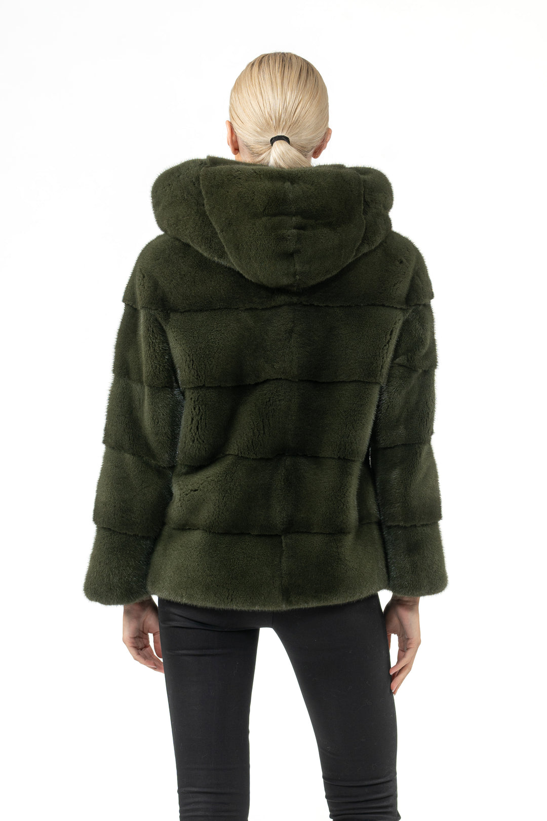 Chic Dark Olive Mink fur coat by manzari for a bold statement