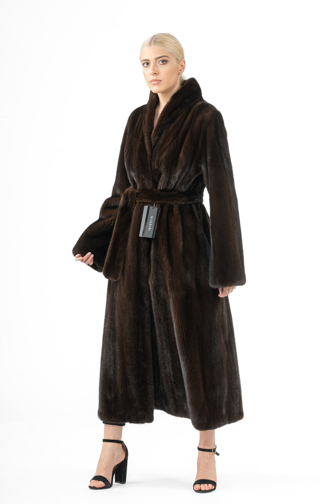 Exclusive Mahogany Mink fur coat by manzari