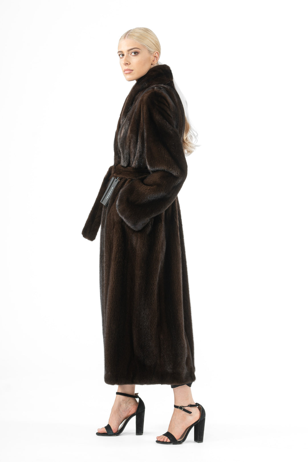 Chic Mahogany Mink fur coat by manzari for a bold statement