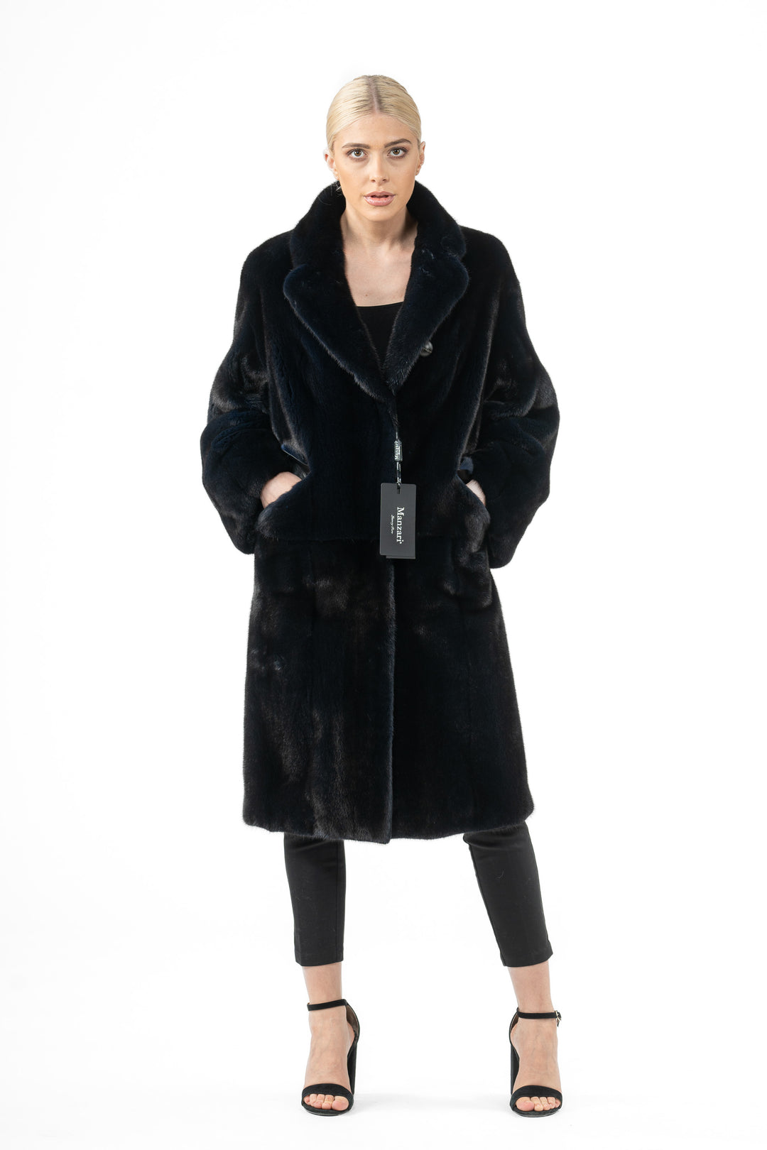 Premium Blue Black Mink fur coat for a sophisticated style