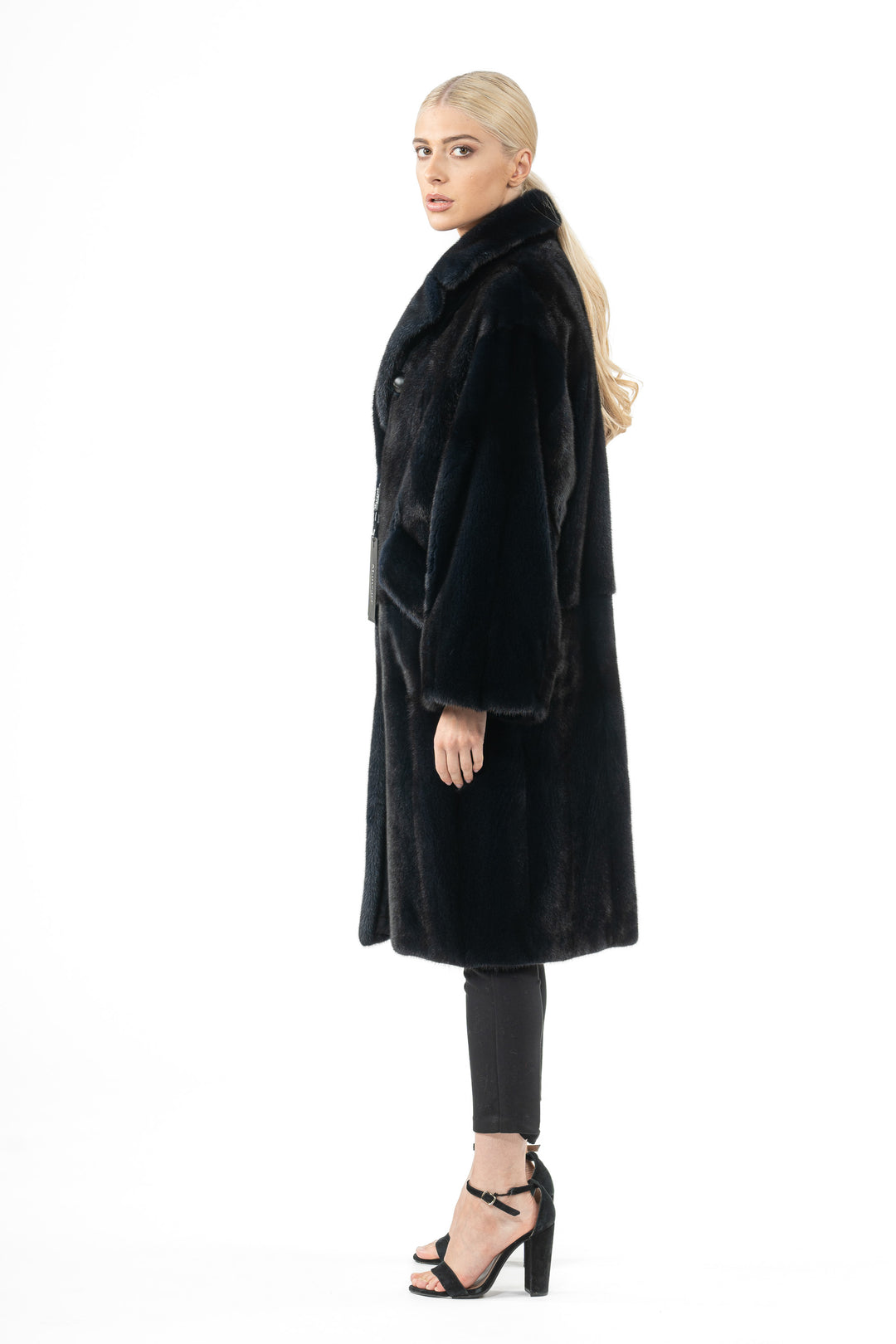 Premium Blue Black Mink fur coat for a sophisticated style