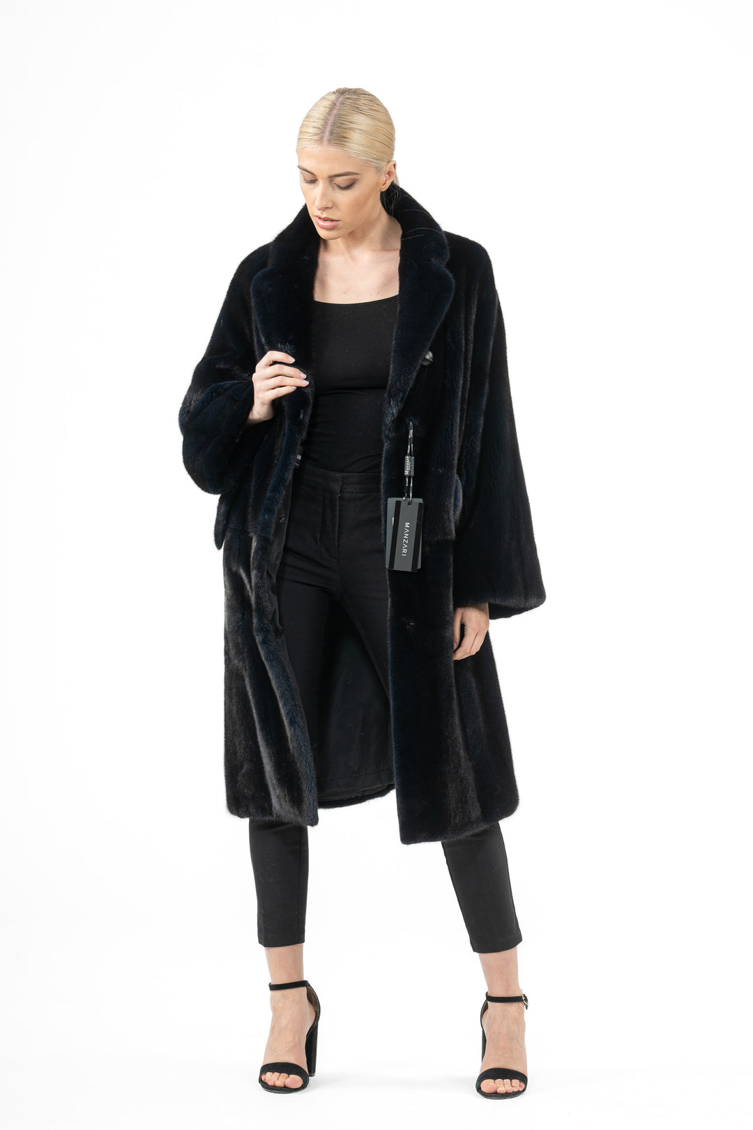 Elegant Blue Black Mink fur coat for a refined look