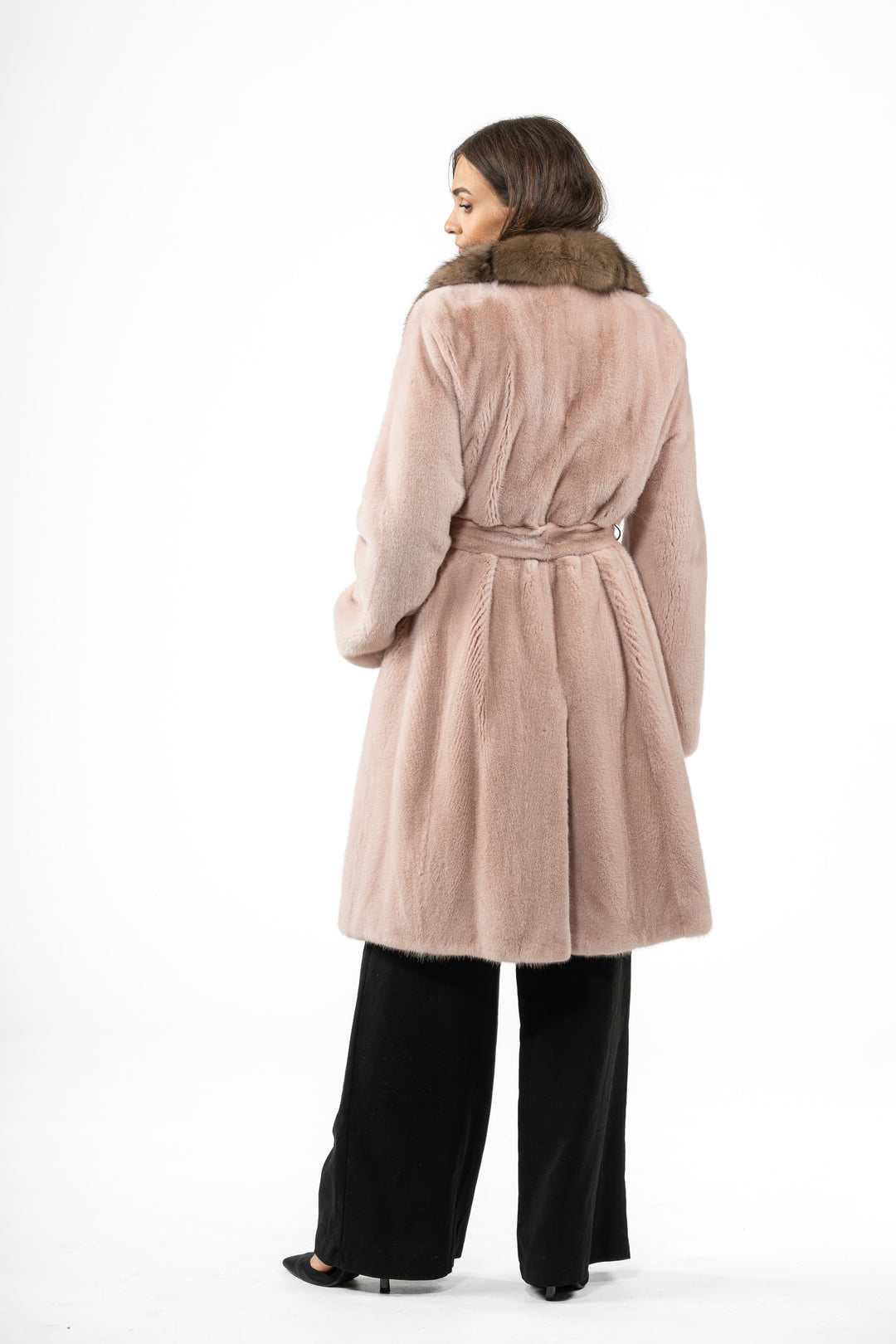 Elegant Salmon Mink fur coat for a refined look