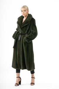 Manzari Dark Olive Mink fur coat for a timeless appeal