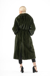 High-quality Dark Olive Mink fur coat for luxury lovers