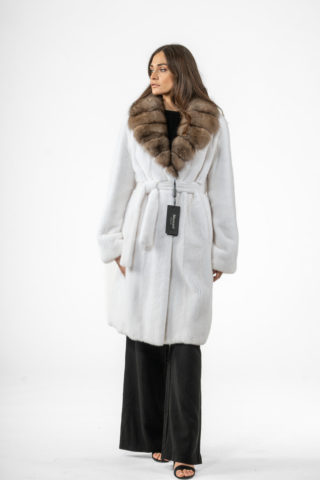High-quality White Mink fur coat for luxury lovers
