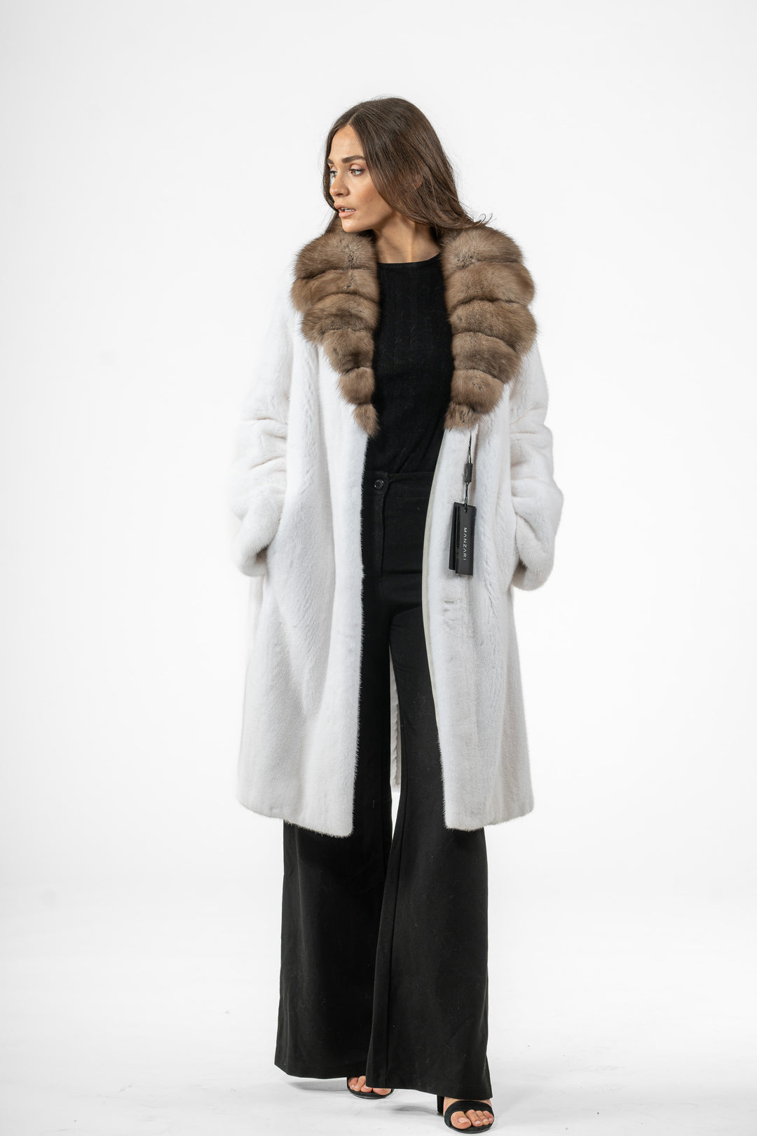 Exclusive White Mink fur coat by manzari