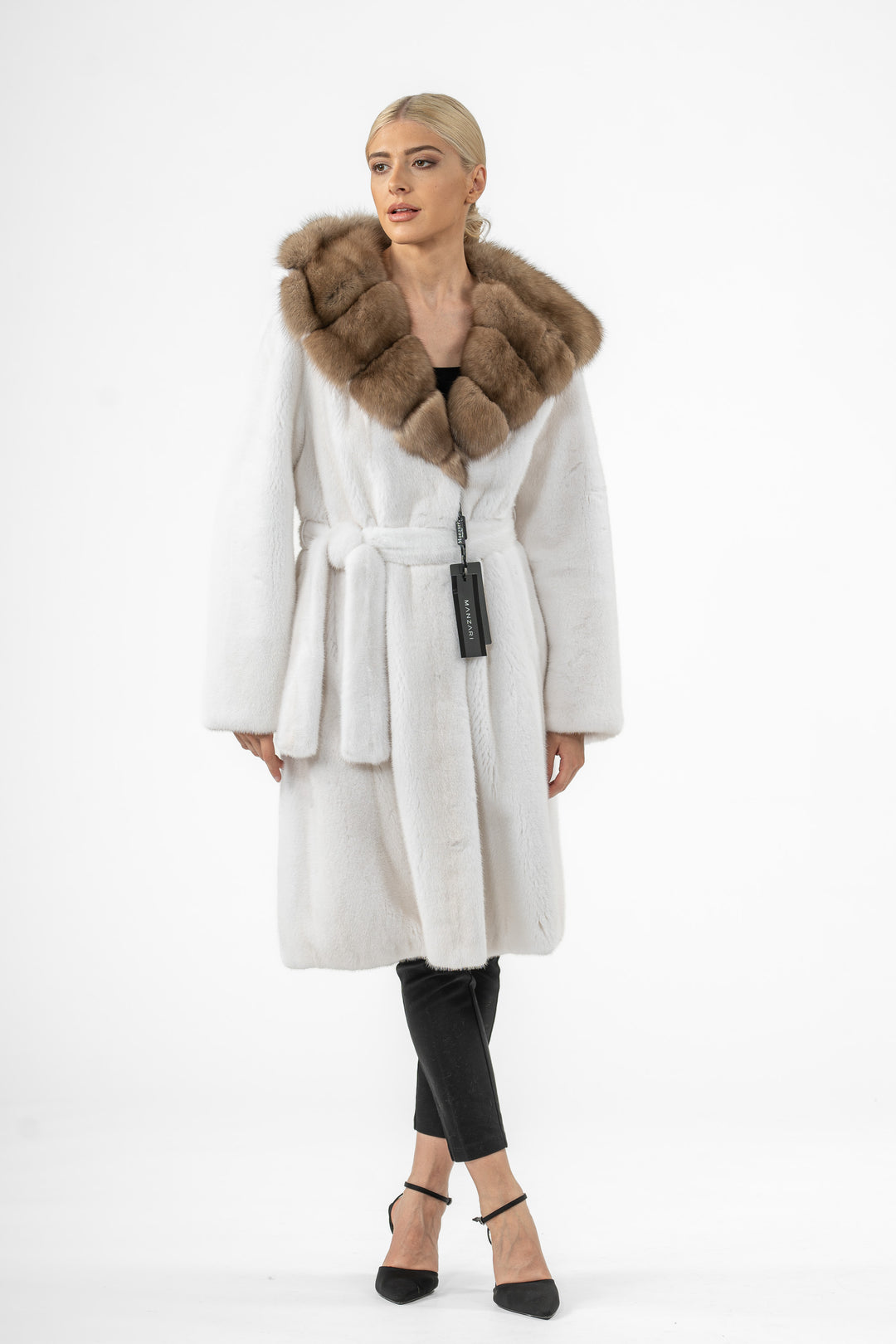 Elegant White Mink fur coat for a refined look