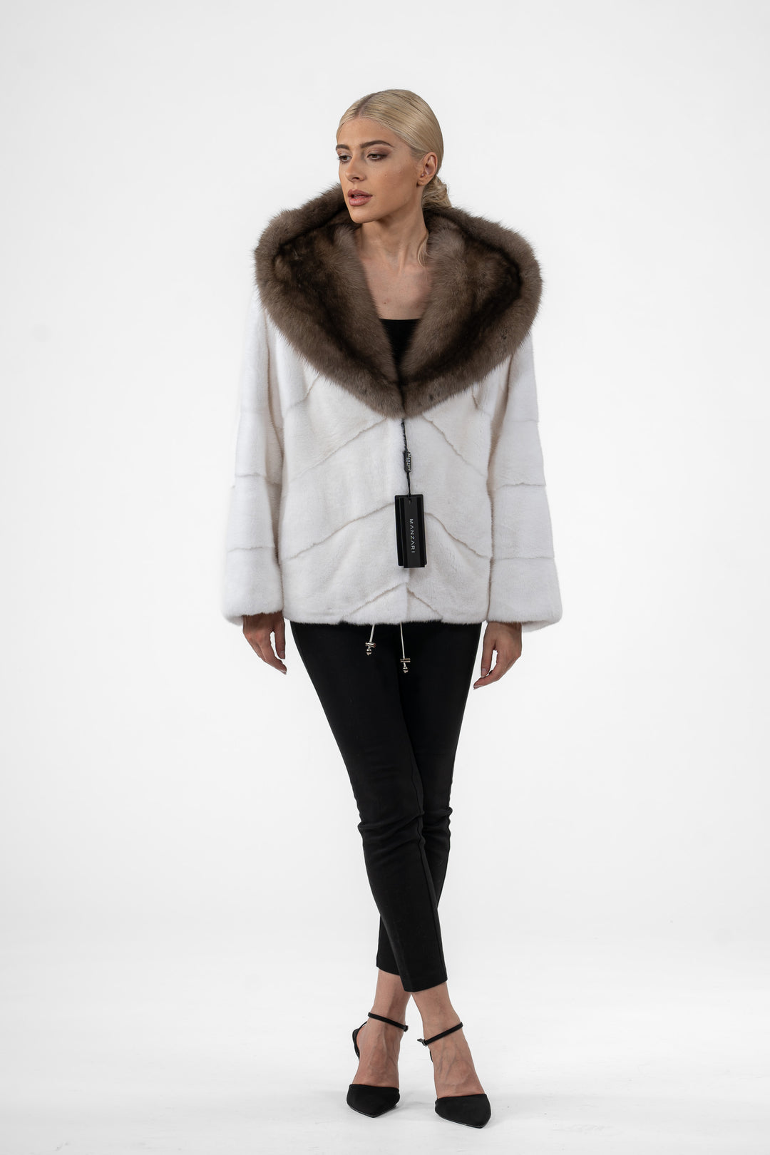 Exclusive White Mink fur coat by manzari