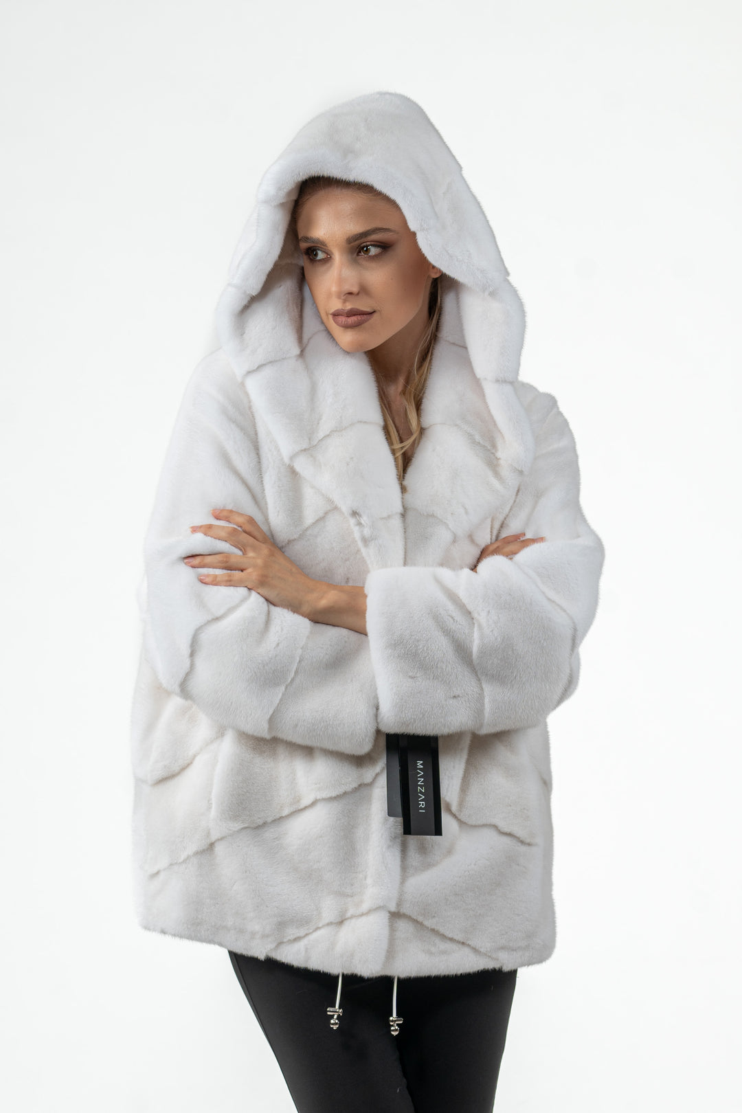 Exclusive White Mink fur coat by manzari