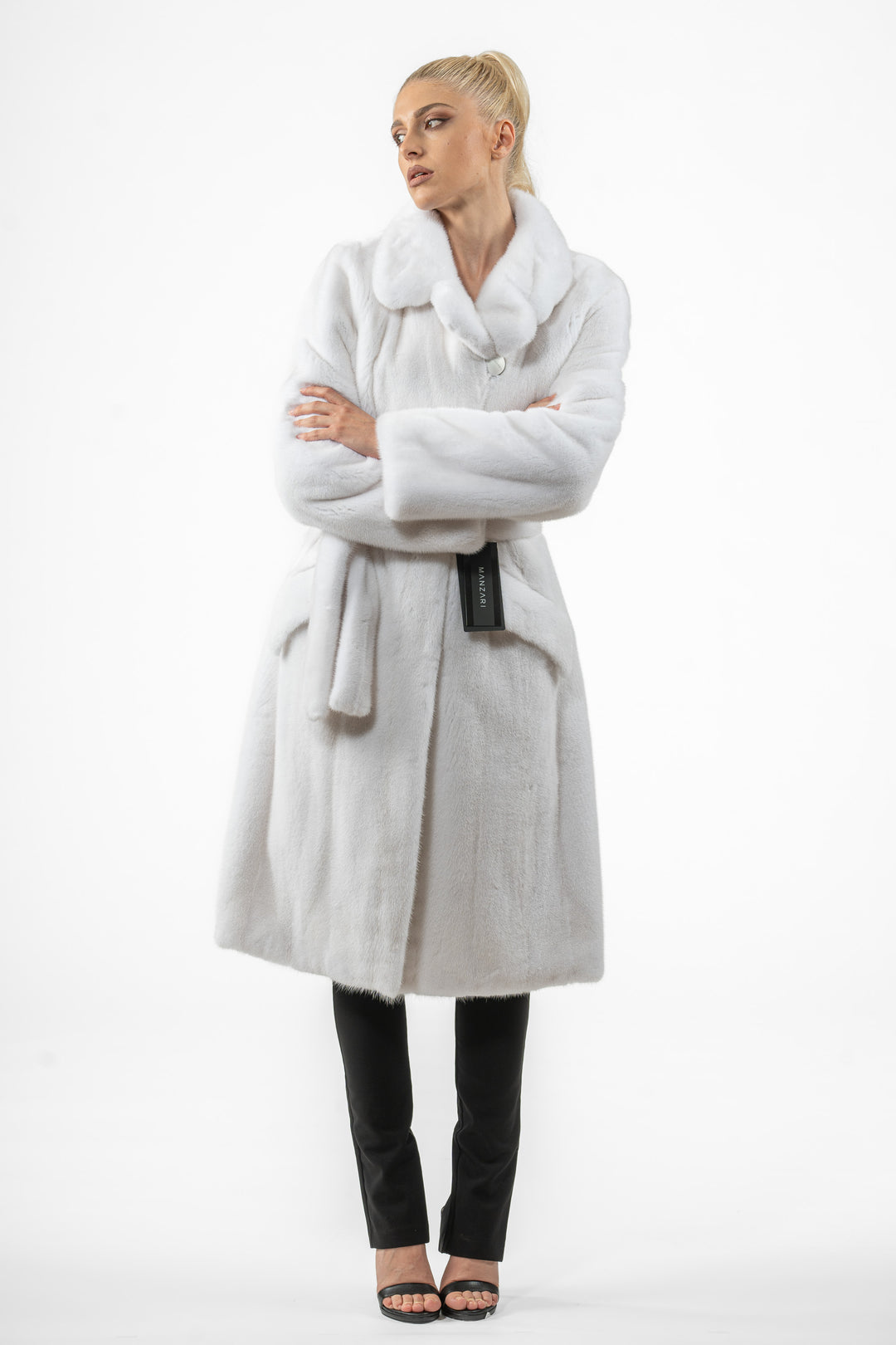Exclusive White Mink fur coat by manzari