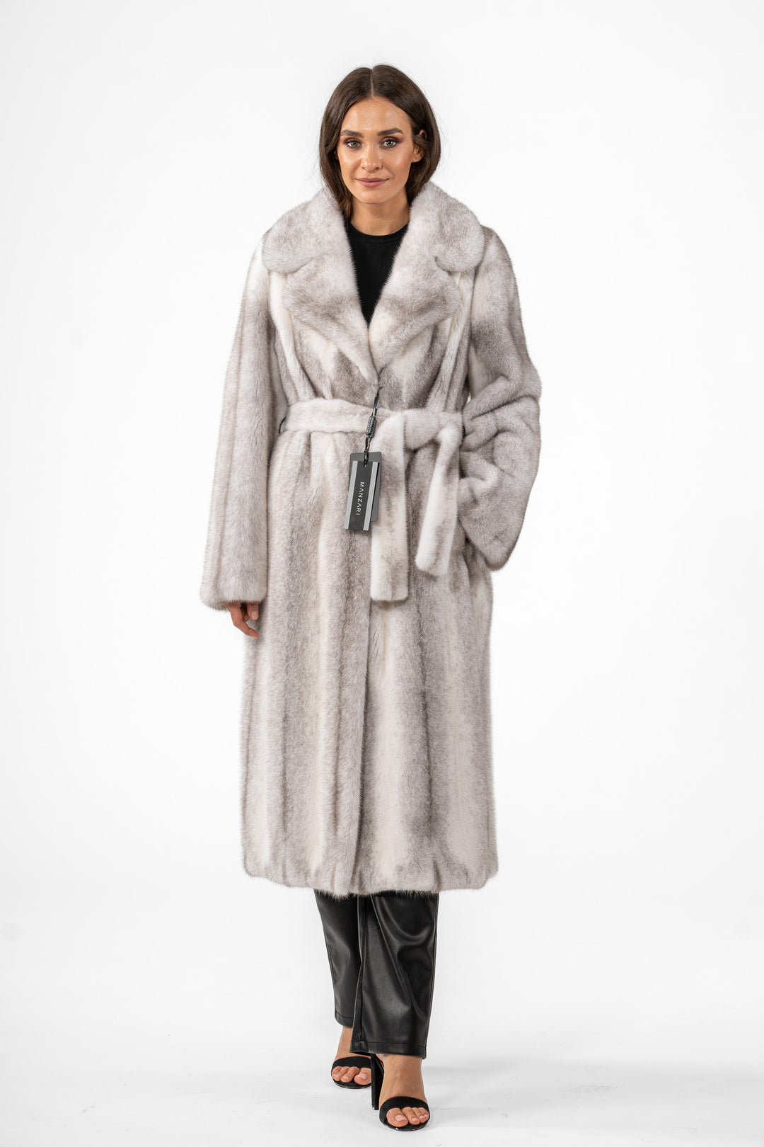 Chic Silver Blue Mink fur coat by manzari for a bold statement