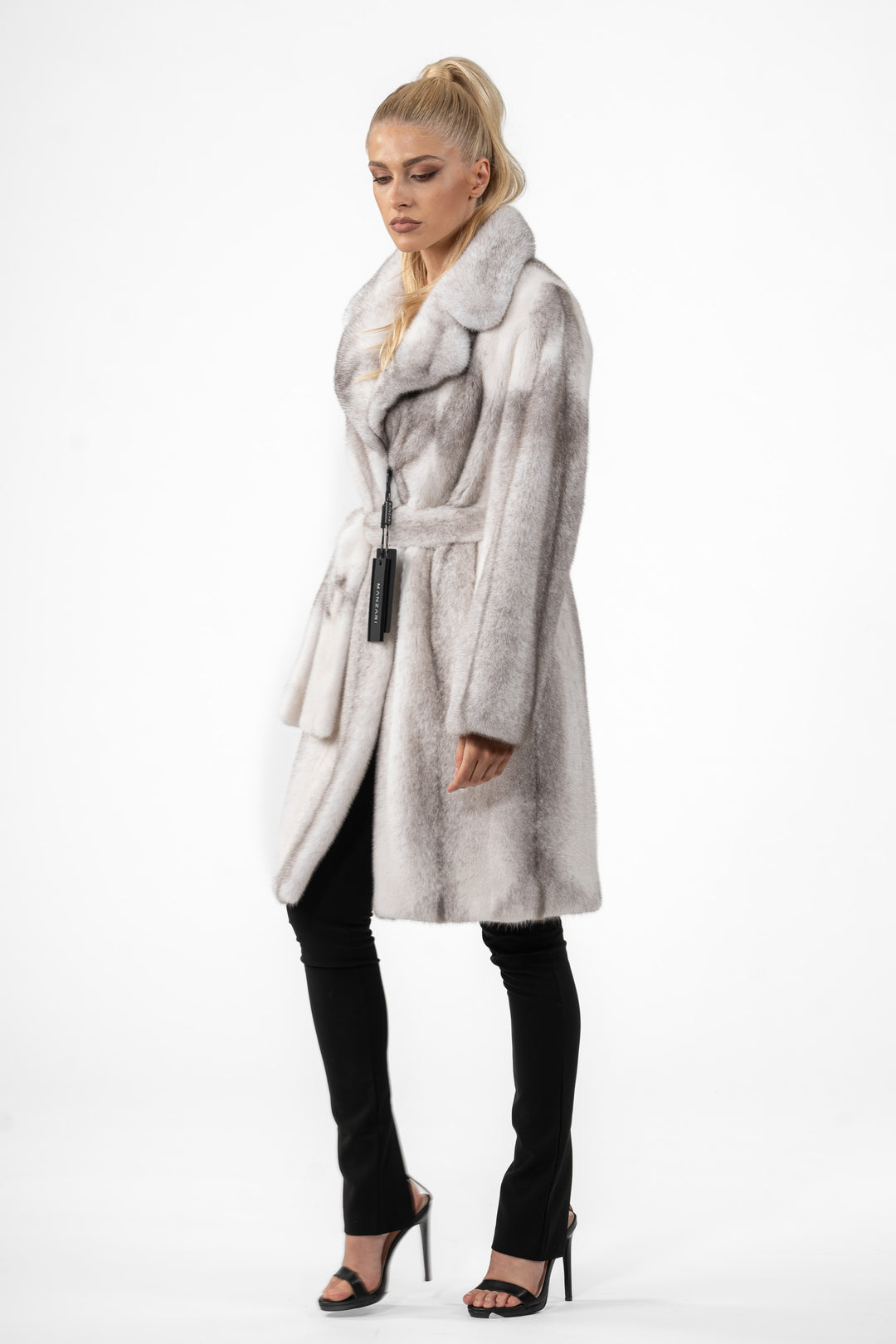 Chic Silver Blue Mink fur coat by manzari for a bold statement