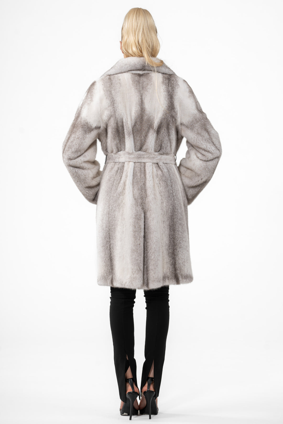 Chic Silver Blue Mink fur coat by manzari for a bold statement