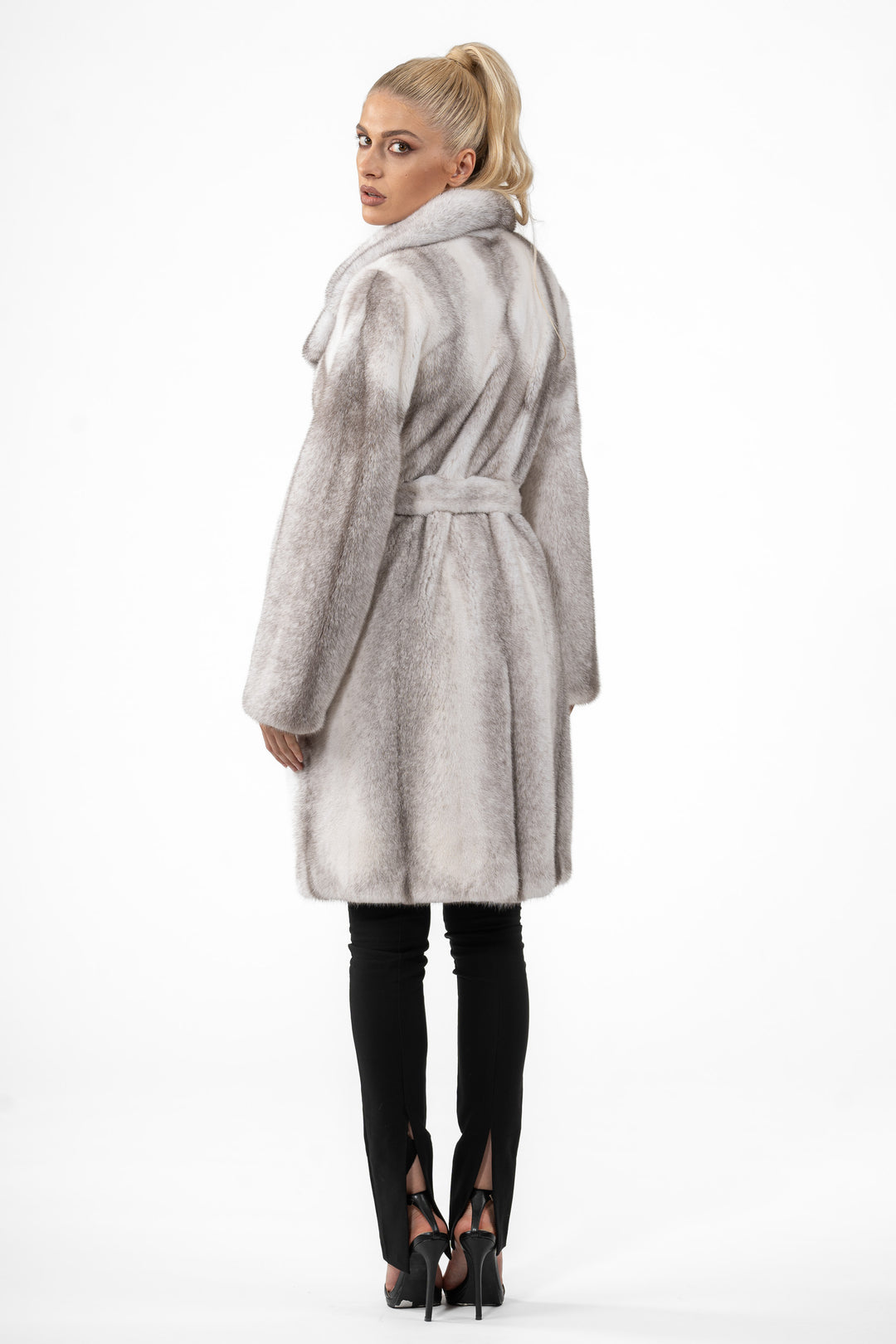 Manzari Silver Blue Mink fur coat for a timeless appeal