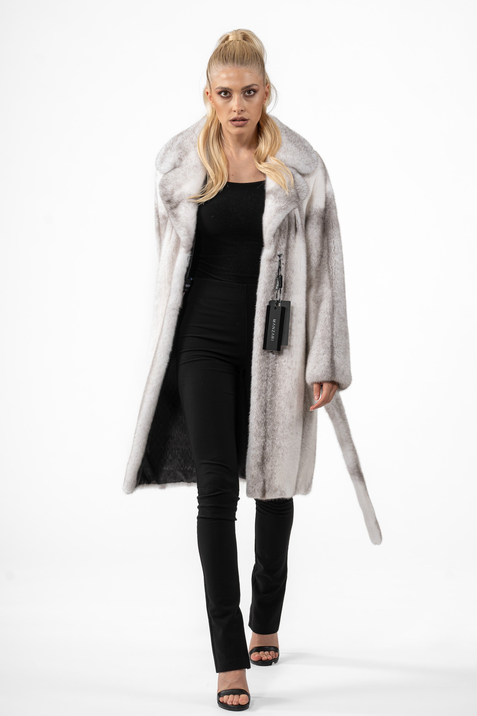Silverblue Cross Mink Fur Jacket - Women's Long Hair Jacket L/O